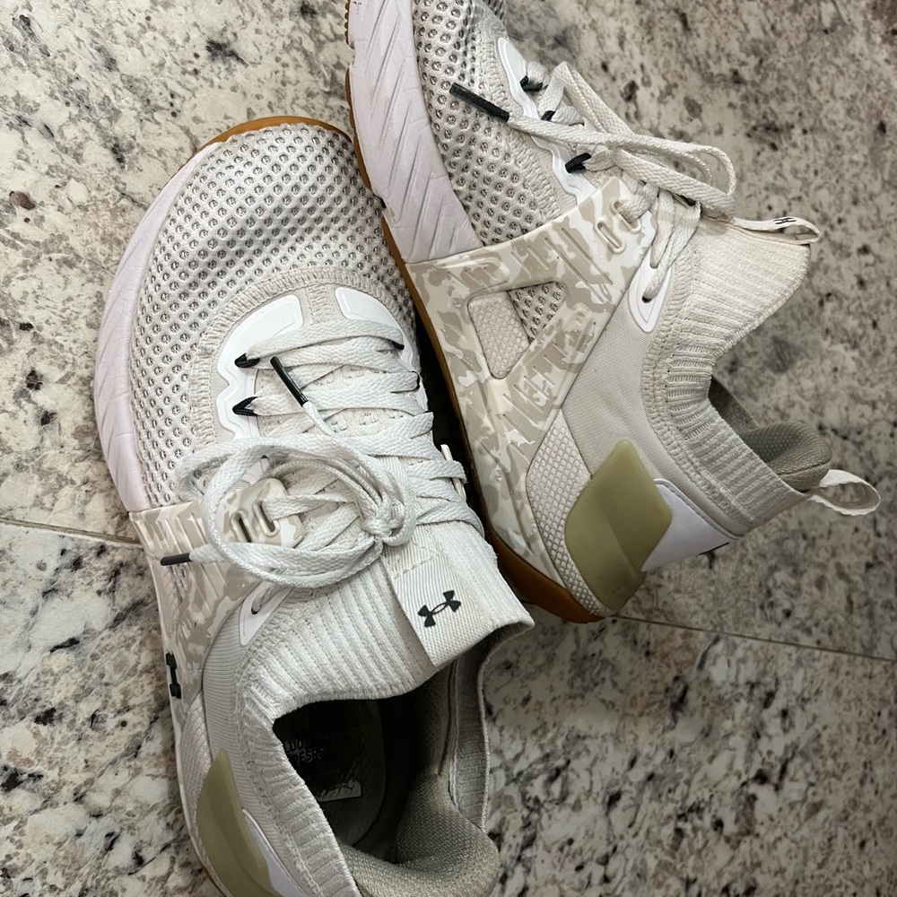 Under Armour Cream White Athletic Shoes